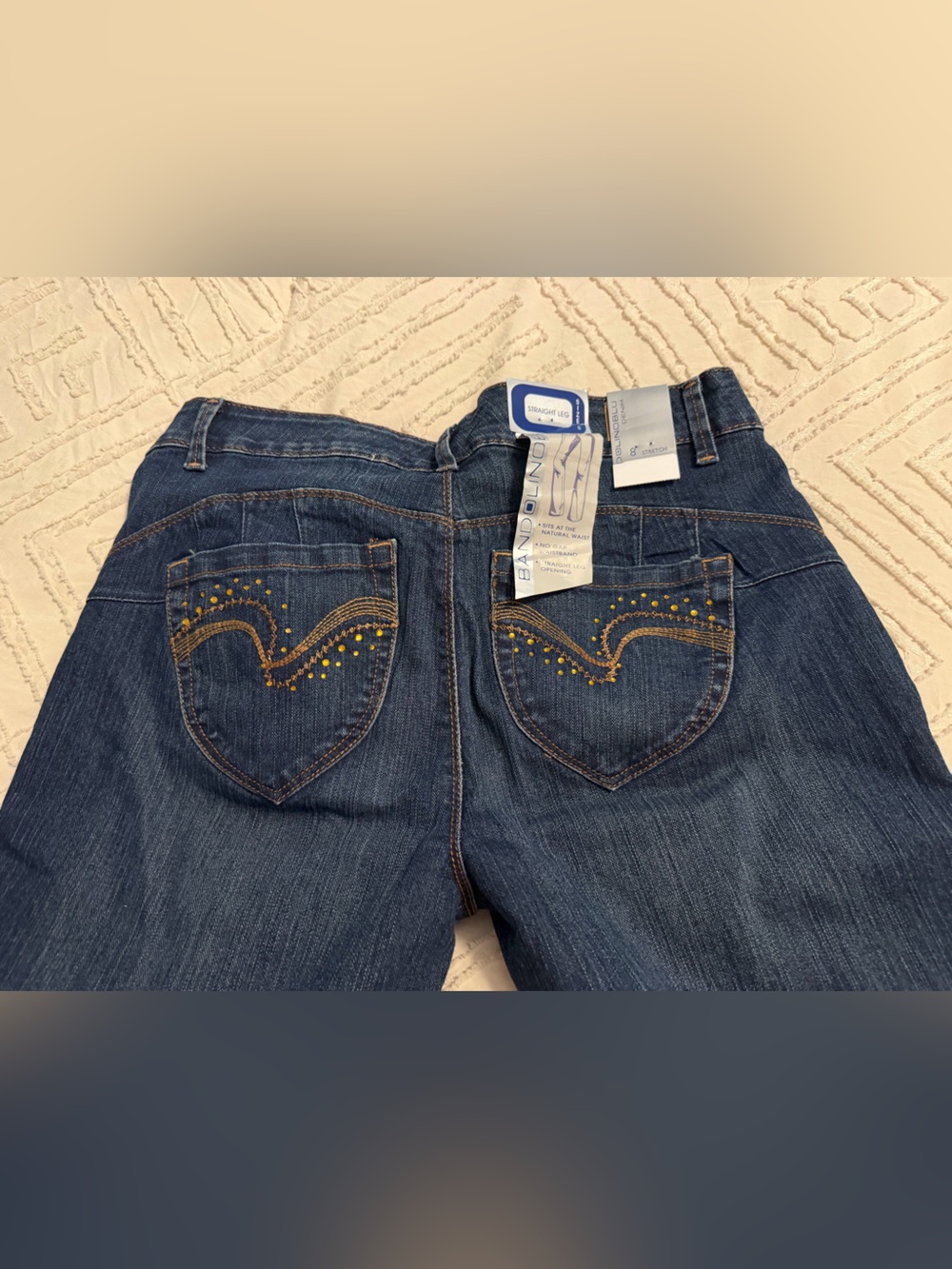 Bandolino Dark Blue Jeans with Gold Studded Pocket Detail